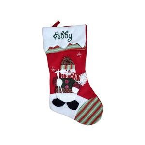 Personal Creations Winter Wonderland Stocking for "Abby" 3D Snowman with Skis